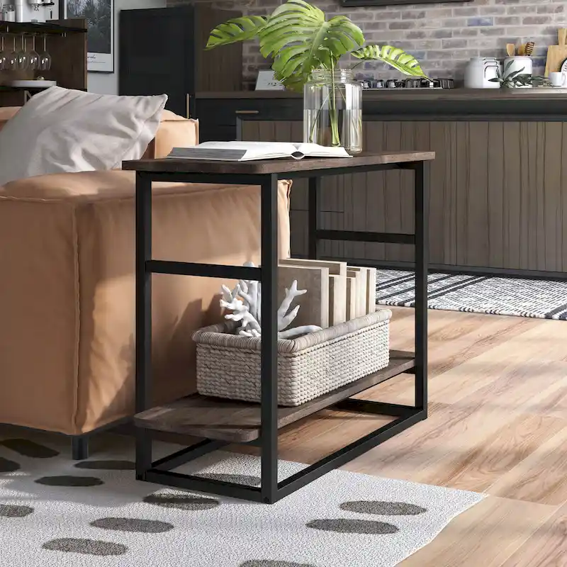 DH BASIC Urban Oak 32-inch Long Side Table with Lower Shelf by Denhour