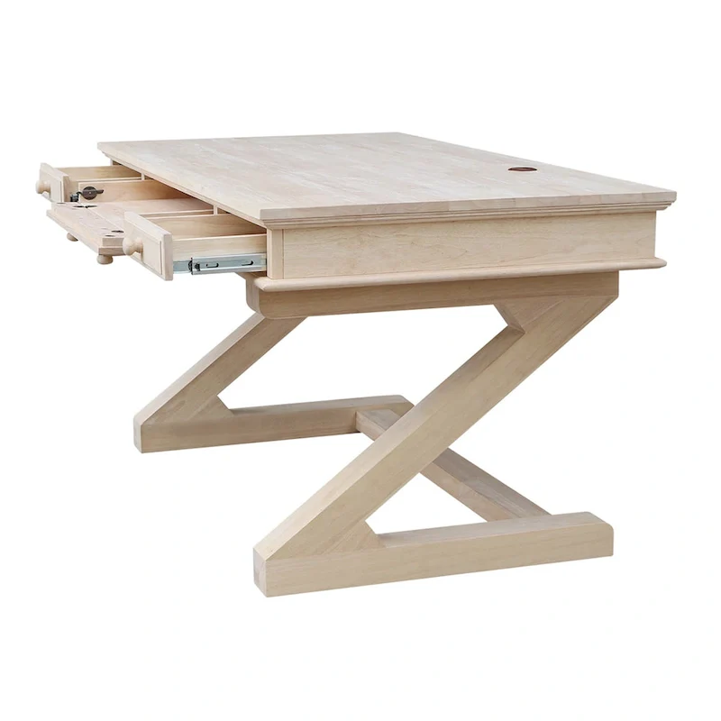 Solid Wood Unfinished Executive Desk with Zodiac Base