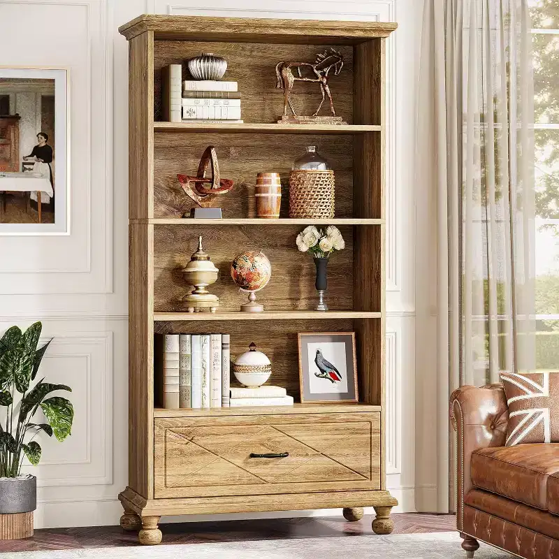Tribesigns 6-Tier Bookshelf with Drawer, 70.9 Freestanding Bookcase, Open Book Display Rack