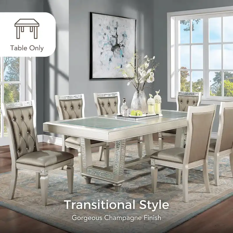 Furniture of America Medlee Glam84-inch Expandable Dining Table with Leaf