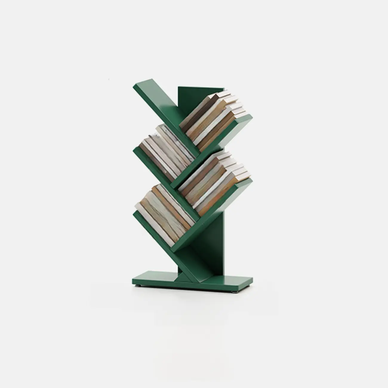 Black Wood Tree-Shaped Vertical Display Bookcase