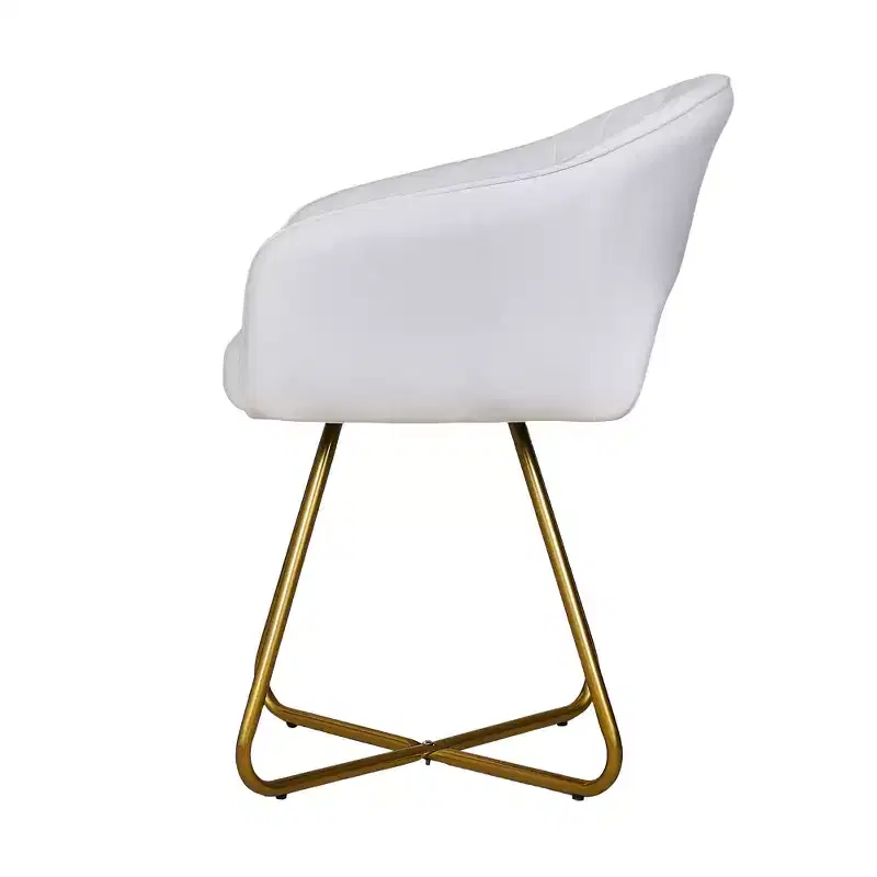 White Velvet Accent Armchair with Gold Metal Base, Padded Seat & Back, Seats 1