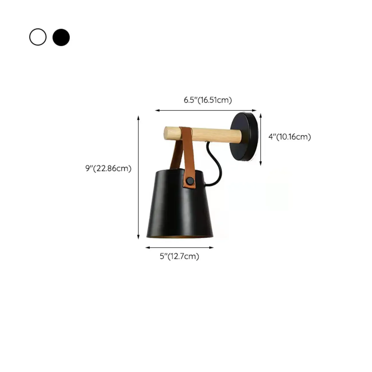 Modern Wall Sconce Wood and Metal with Leather Strap