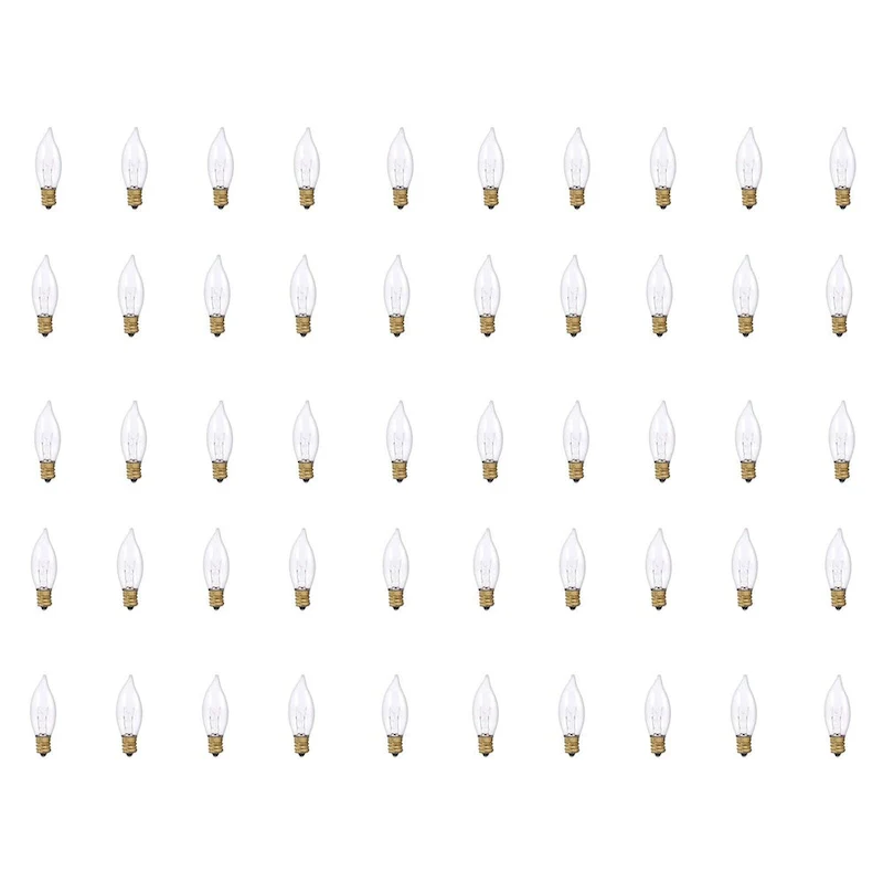 Bulbrite Pack of (50) Dimmable Clear Flame Candelabra (E12) Incandescent Bulb