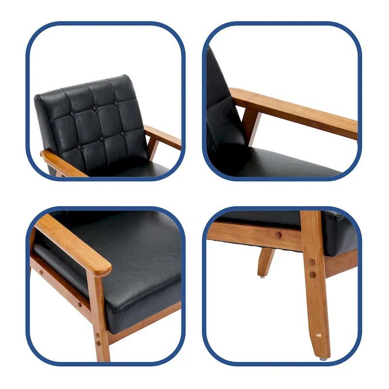 Mid Century Modern Accent Chairs Set of 2 with Side Table