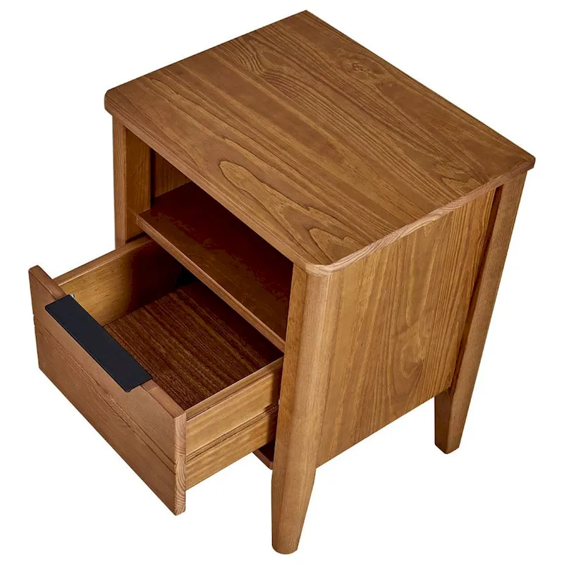 MUSEHOMEINC California Classic 1 Drawer Wooden Nightstand End Table, Honey Brown - 19.40