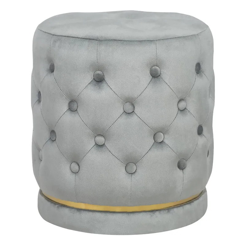 Adeco 18.3 Height Button Tufted Upholstered Round Ottoman