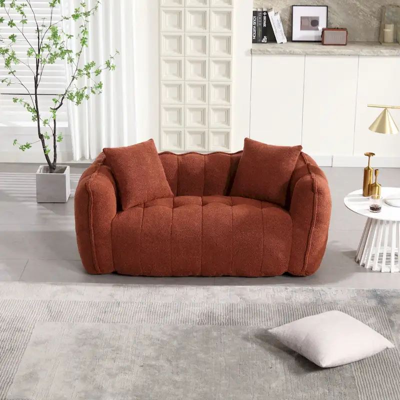Modern 65.1 Chenille Tufted Loveseat Accent Chair with High-Resilience Foam