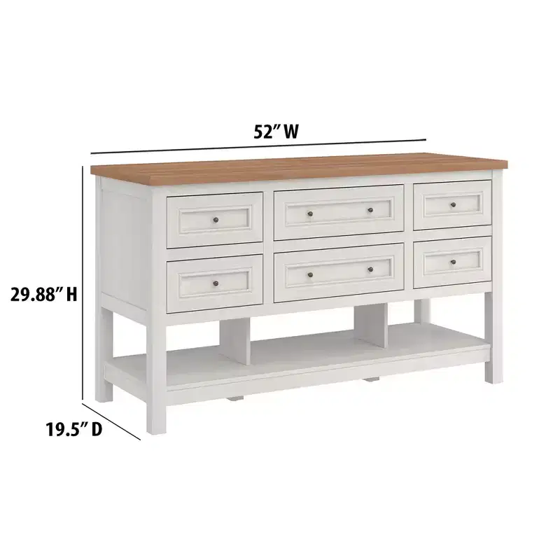Walker Edison Free-Standing Kitchen Island with 6 Drawers