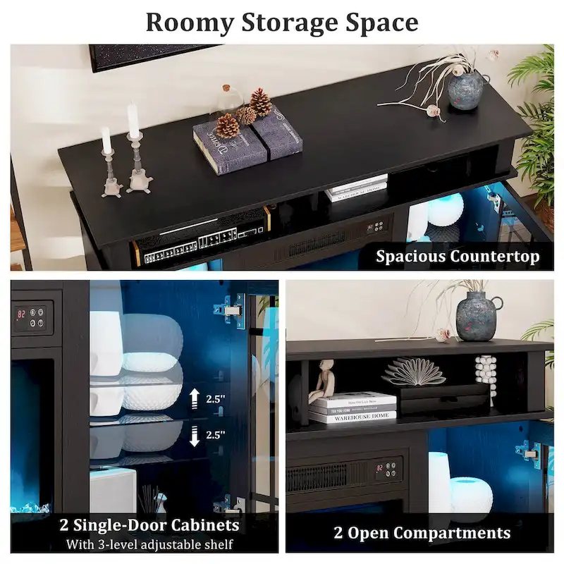 Costway TV Stand with Electric Fireplace LED Lights Remote Controls - See Details