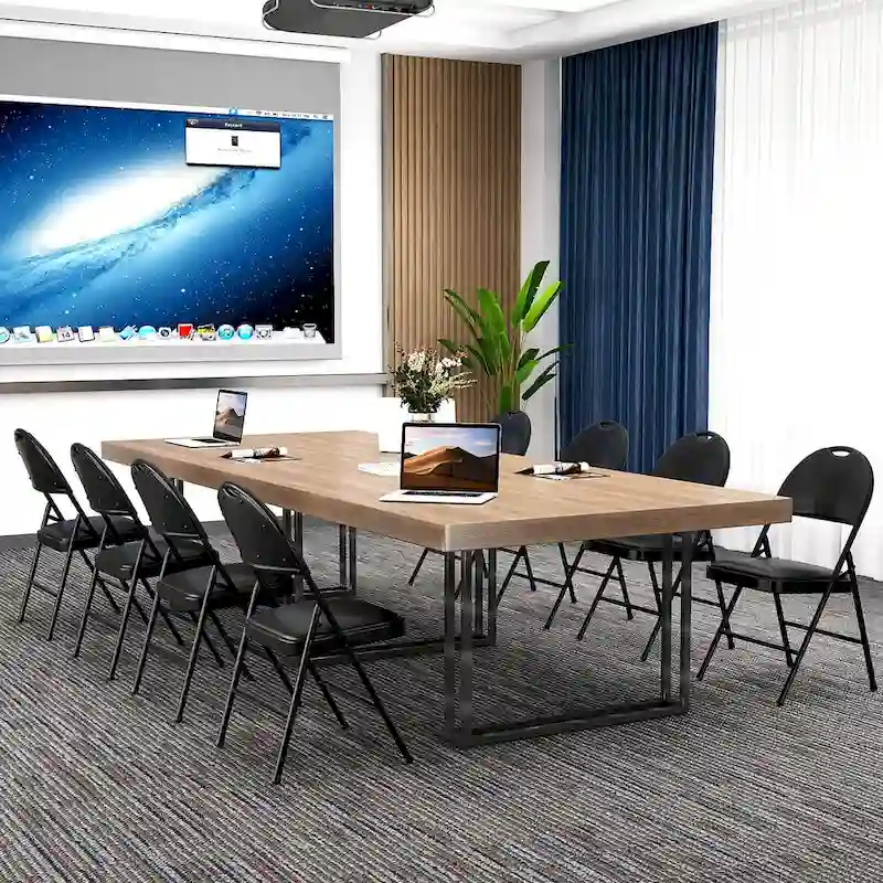 Black Folding Padded Chairs - Metal Frame Set