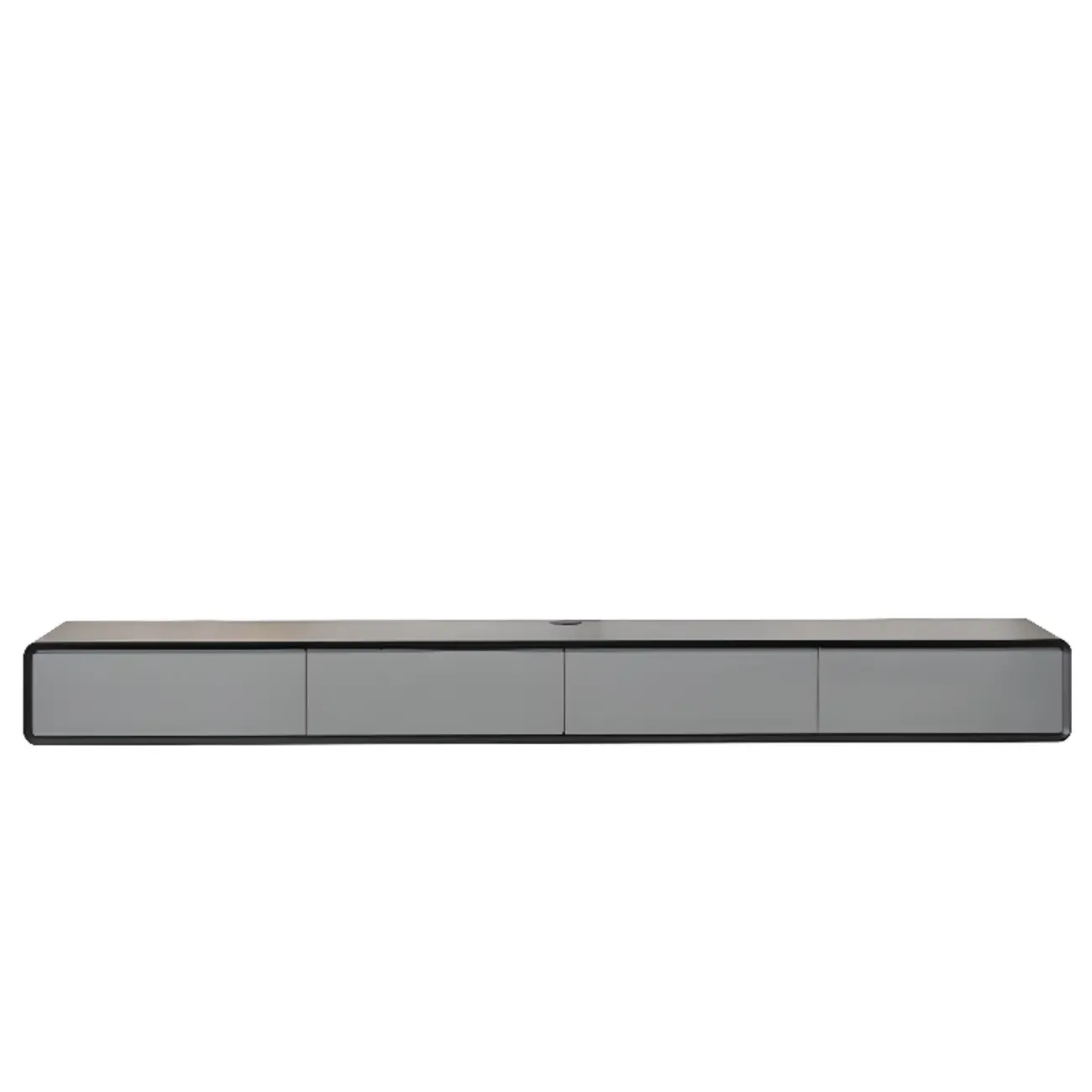 Walnut-Black Wood Drawers Floating Mount TV Stand Wall-Mounted