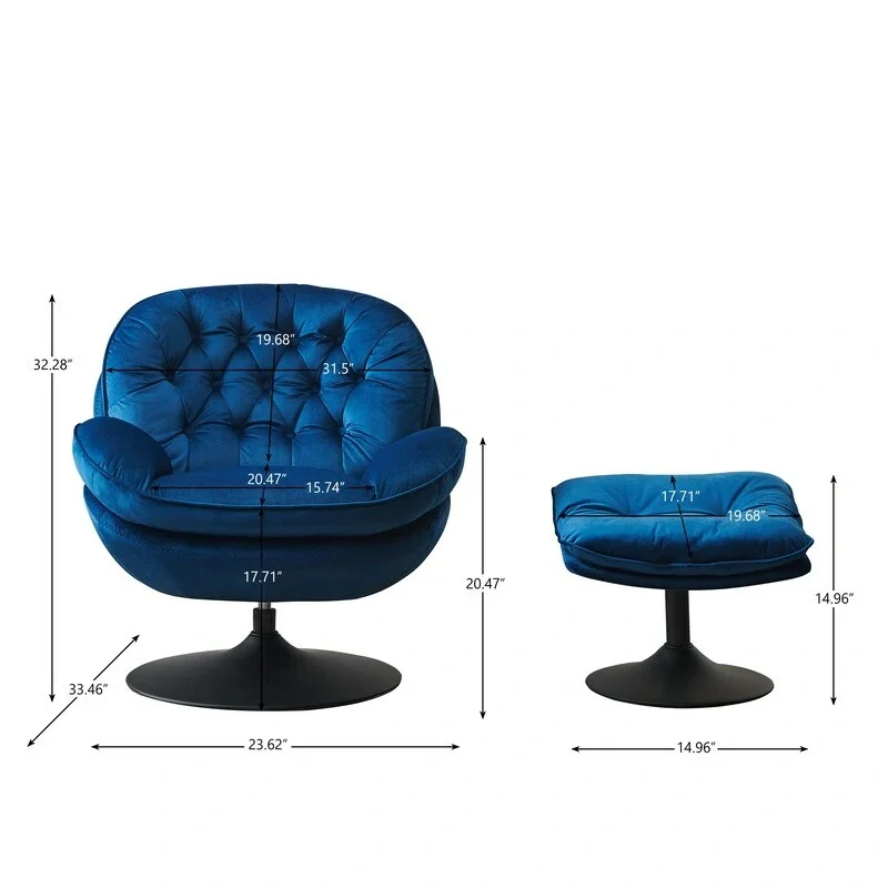 Swivel Leisure chair lounge chair velvet with ottoman
