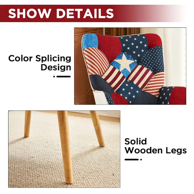 Linen Upholstered Modern Armchair Accent Chair with Wood Legs