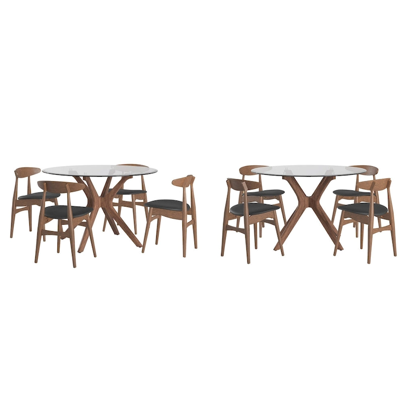 Sylvestria Mid-Century Walnut Finish Round Dining Set