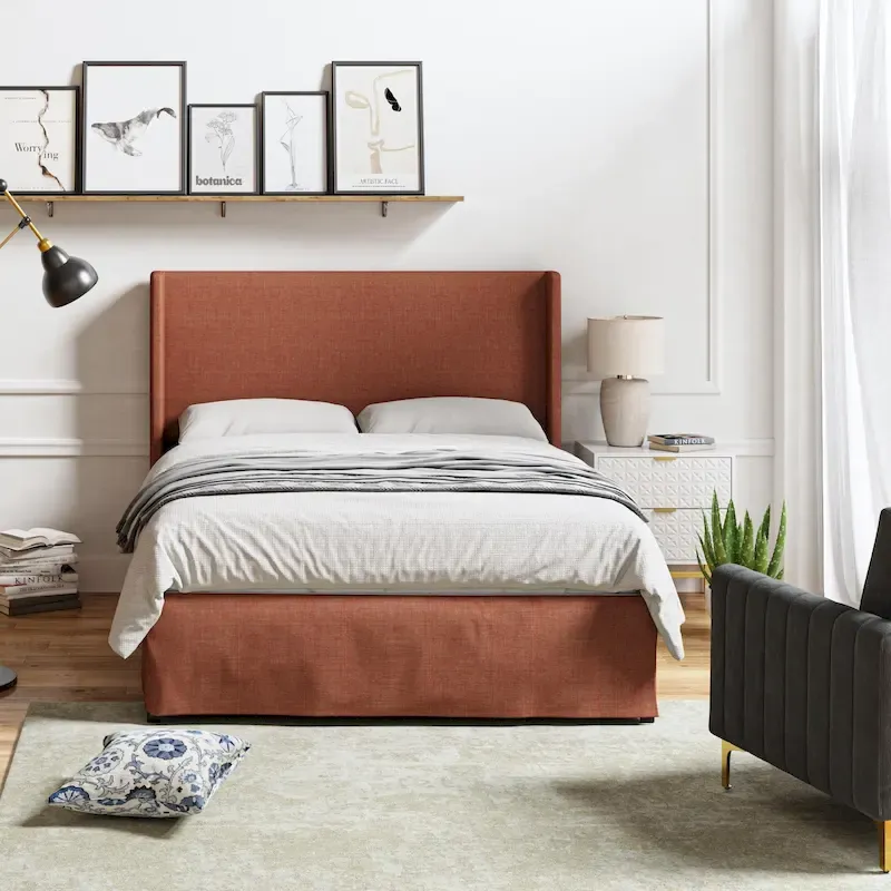 Louise Traditional Washable Slipcover Bed Upholstered Metal by HULALA HOME