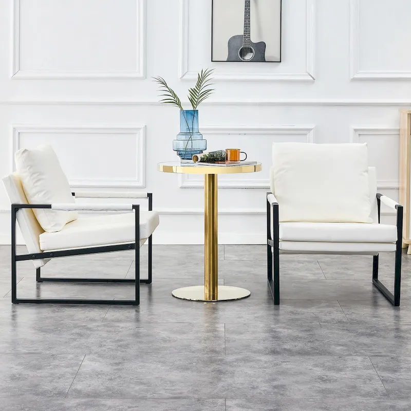 Ouyessir Set of 2 Modern Velvet Accent Chair Linen Sling ArmChair