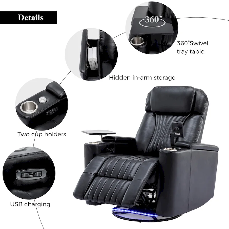 Multifunctional 270 Swivel Home Theater Power Recliner