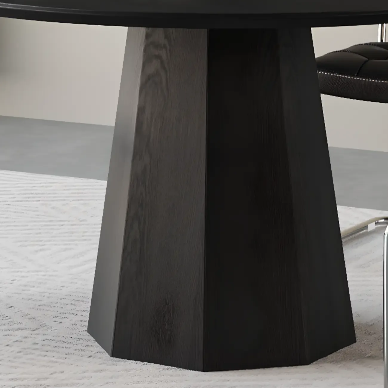 Modern Black Wood Round Dining Table