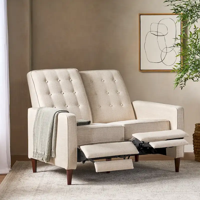 Denison Upholstered Loveseat Pushback Recliner by Christopher Knight Home