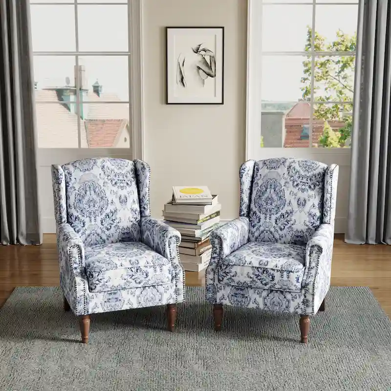 Traditional Nailhead Trim Armchair Accent Chairs Set of 2