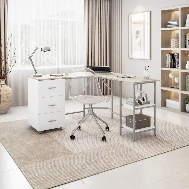 Modern Designs L-Shape Home Office Desk With Storage