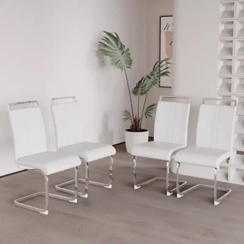 4-Pack Modern High-Back Faux Leather Dining Chairs with Metal Legs