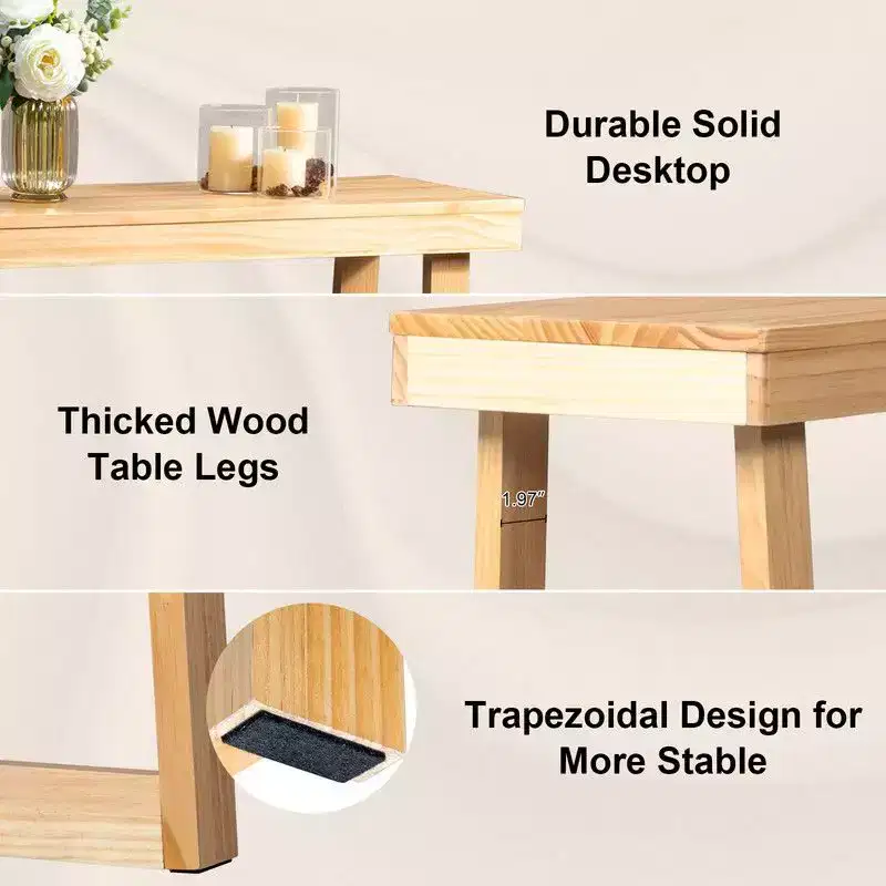 Karl Home 43.3 In. Solid Wood Console Table With Trapezoidal Legs