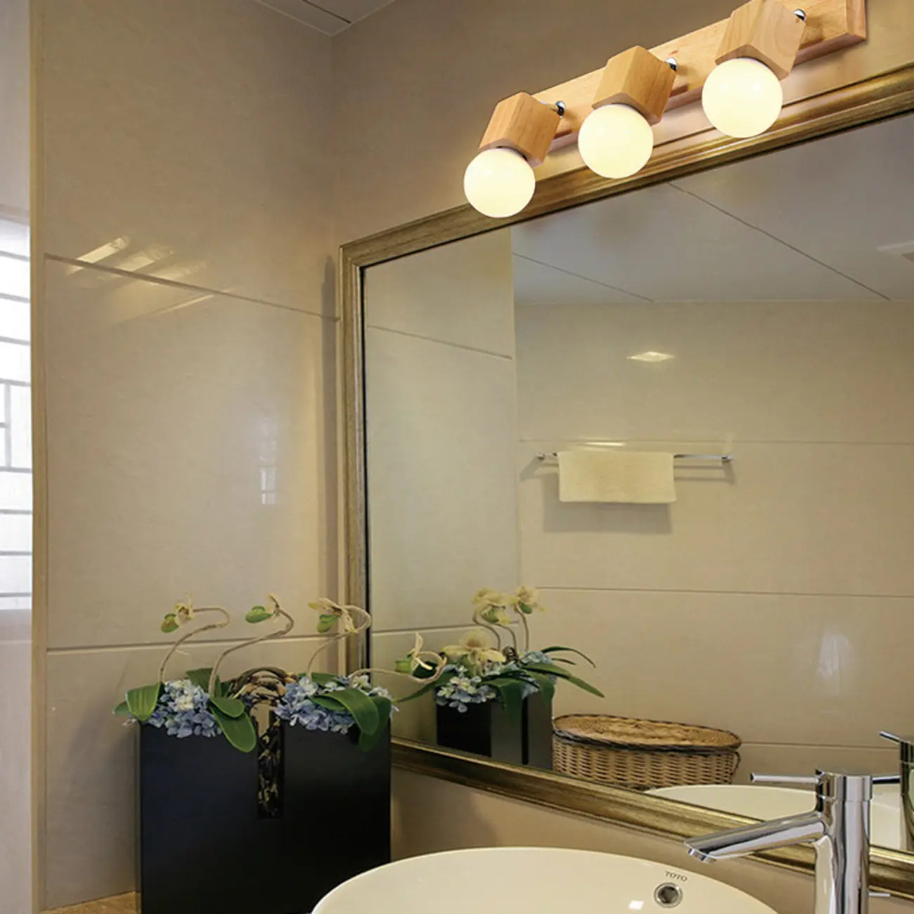 Modern Wooden Multi-Light Bathroom Vanity Light with Hardwired