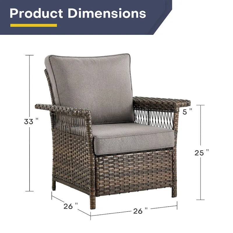 Gymojoy Patio Wicker Rattan Club Chairs - Brown