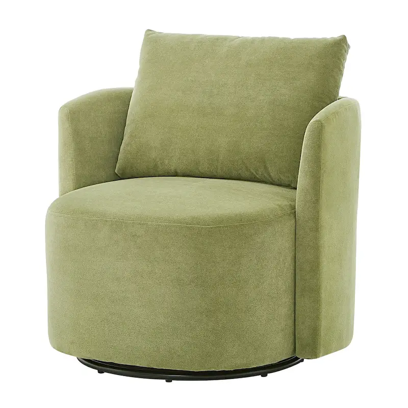 360 Swivel Chair, 29.9 Accent Barrel Armchair, Upholstered Swivel Sofa Chair with Curved Design