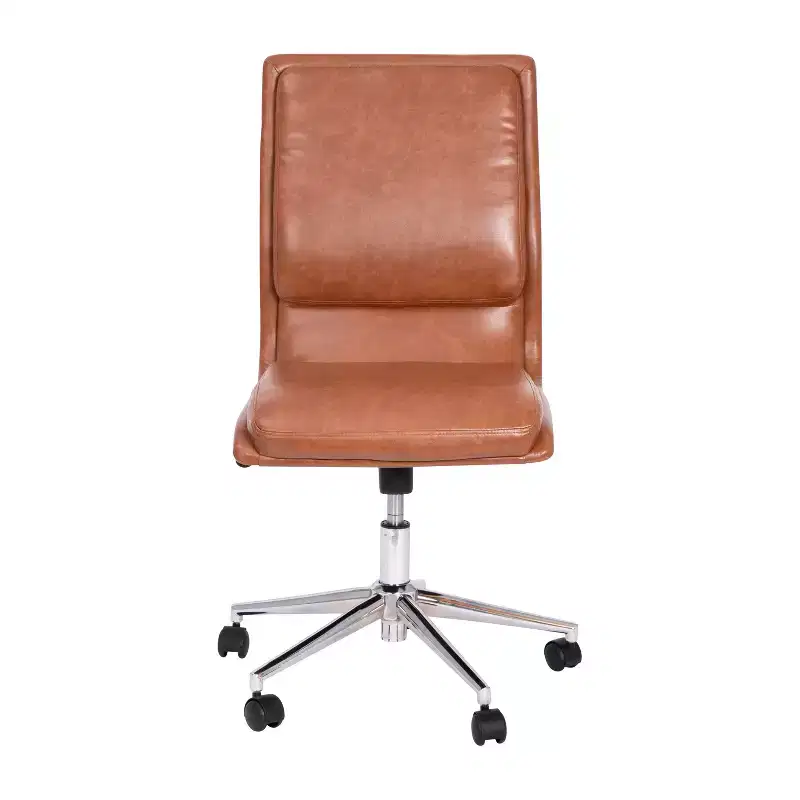 Emma and Oliver Modern Faux Leather Upholstered Mid-Back Home Office Chair with 5 Star Base and Pneumatic Seat Height Adjustment