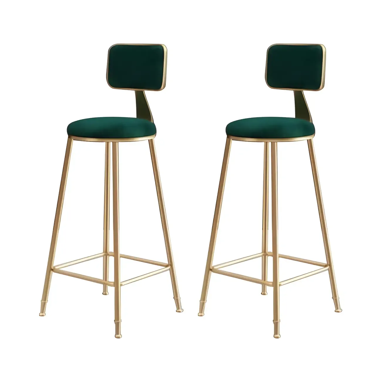 Round Velvet Upholstered Counter Bar Stools