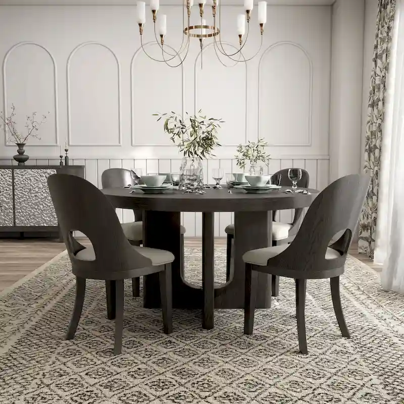 Furniture of America Piez Modern 5-Piece Solid Wood Round Dining Set