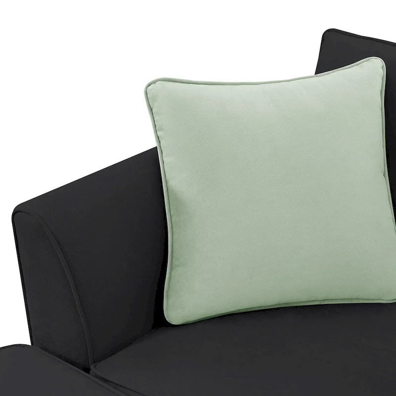 112*87  Sectional Sofa Couches Living Room Sets 7 Seats Modular Sectional Sofa with 3 Pillows, Black