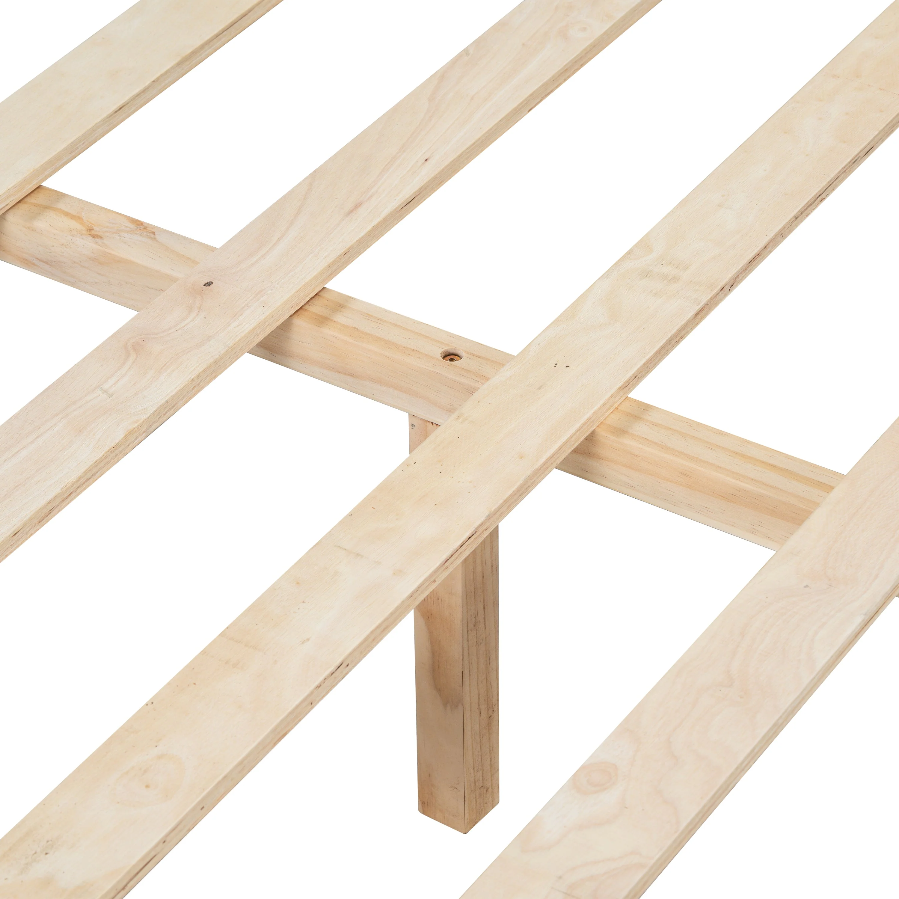 Woven White Leather Headboard Queen Pine Wood Bedframe