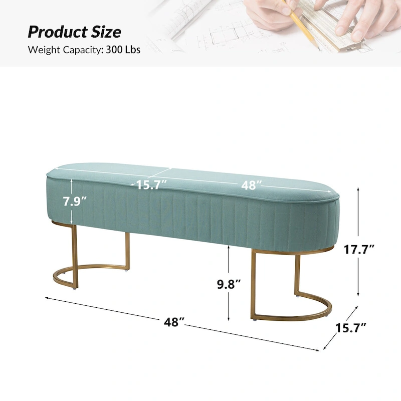 Justo 48 Wide Bench with Metal Base