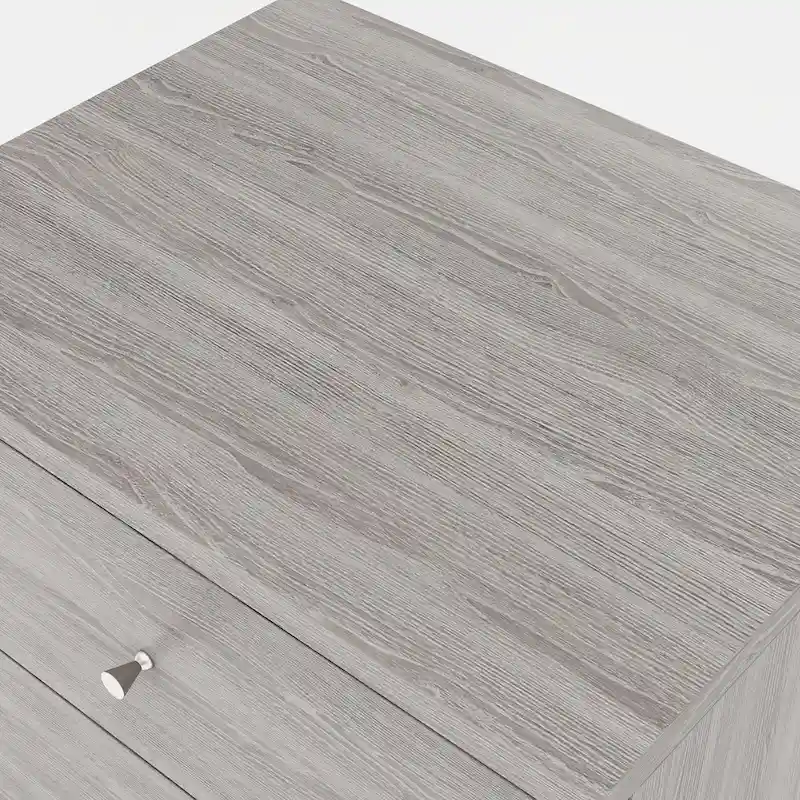 DH BASIC Mid-Century Modern Distressed Grey 2-Drawer Nightstand with Knobs by Denhour