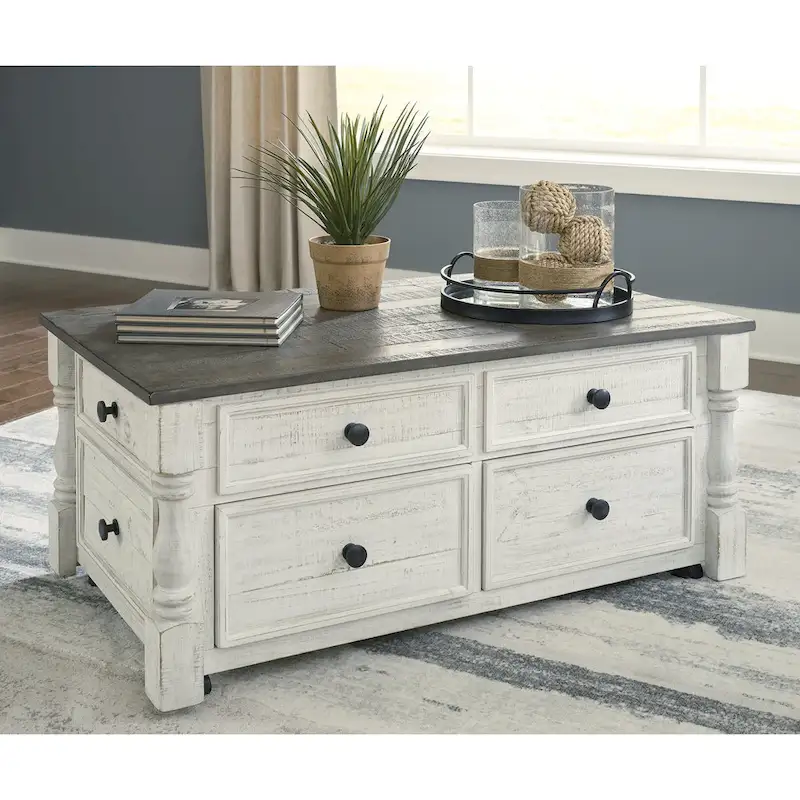 Signature Design by Ashley Havalance White/Gray Lift Top Cocktail Table - 26 W x 46 D x 20 H