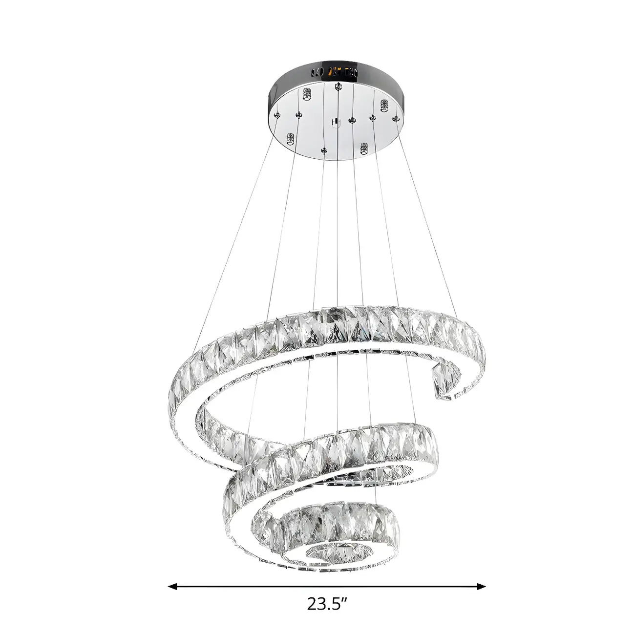 Large Modern Spiral LED Ceiling Crystal Chandelier Tiered Light