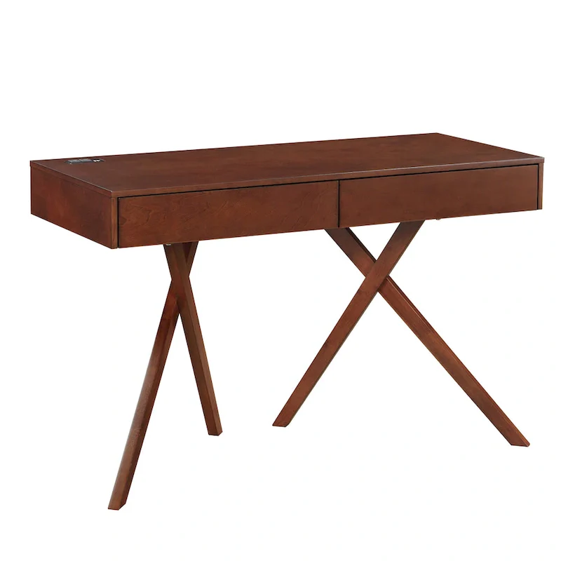 Foli Transitional 47-inch Wood 2-Drawer Desk with USBs and Power Outlets by Furniture of America