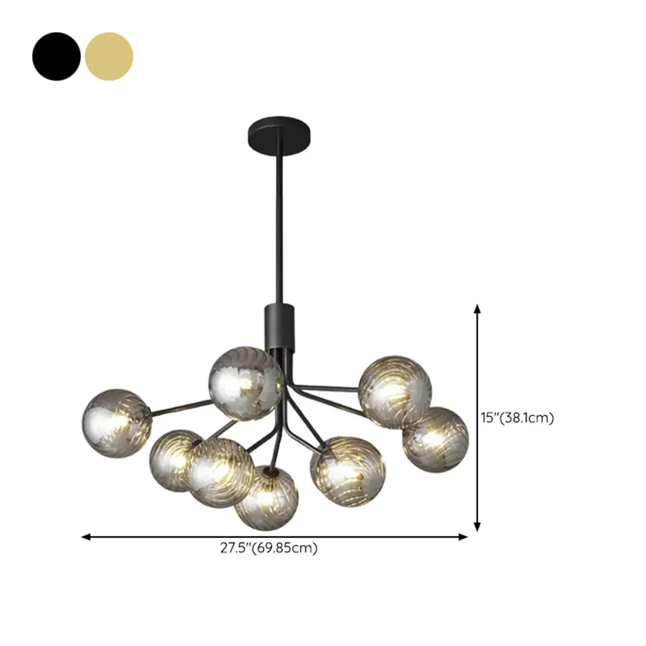 2-Tier Modern Globe Chandelier Adjustable Hanging Length