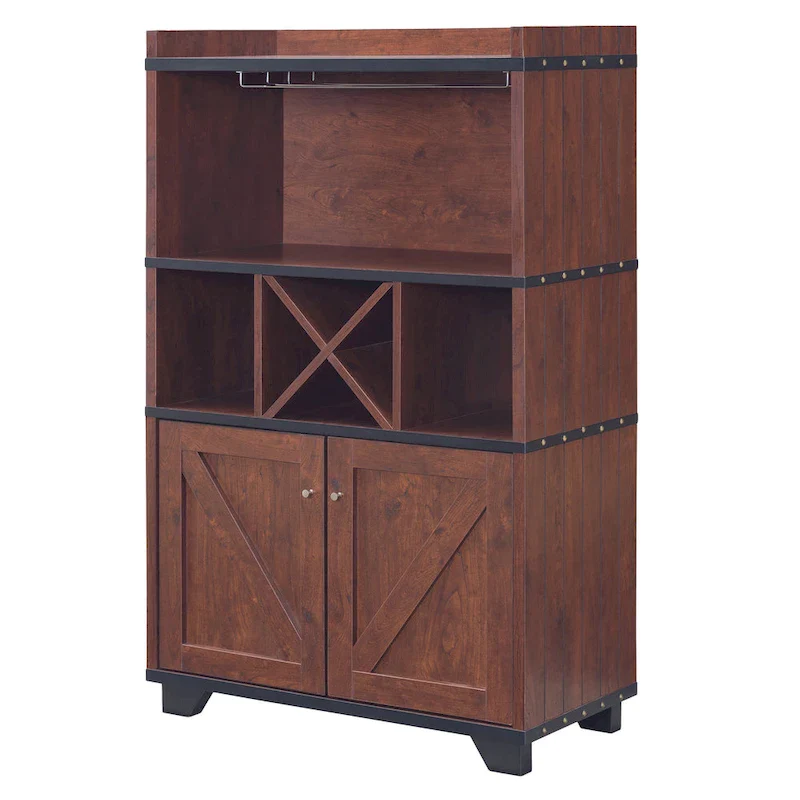 Furniture of America Keya Farmhouse 6-shelf Wine Cabinet Buffet