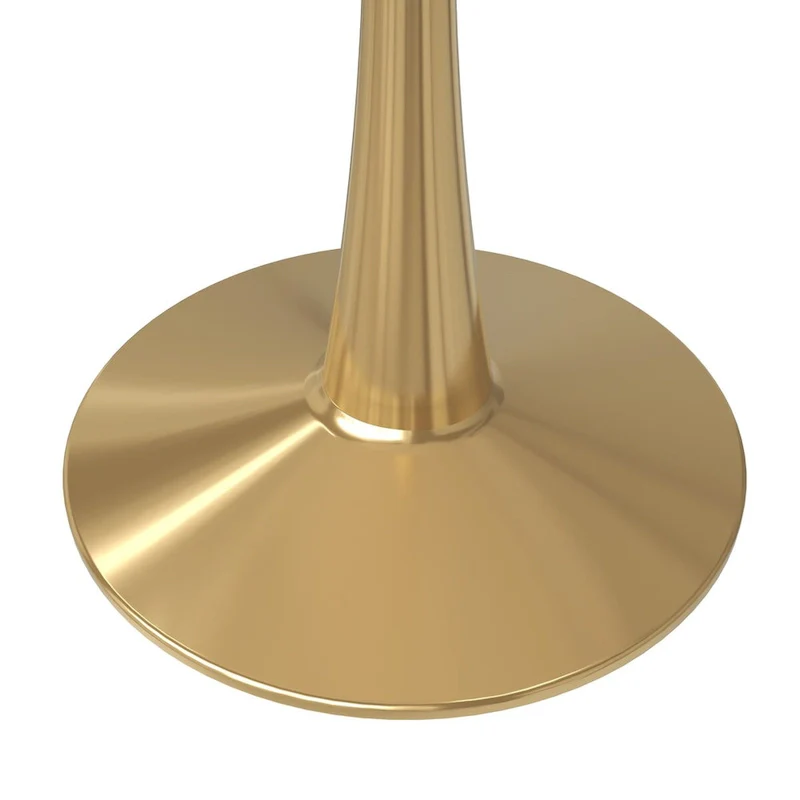 LeisureMod Round Dining Table 40 Sintered Stone Tabletop in Gold Steel Bistro Series