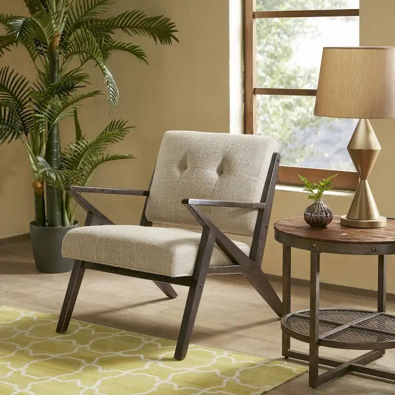 INK+IVY Rocket Upholstered Arm Chair with Angled Wood Frame