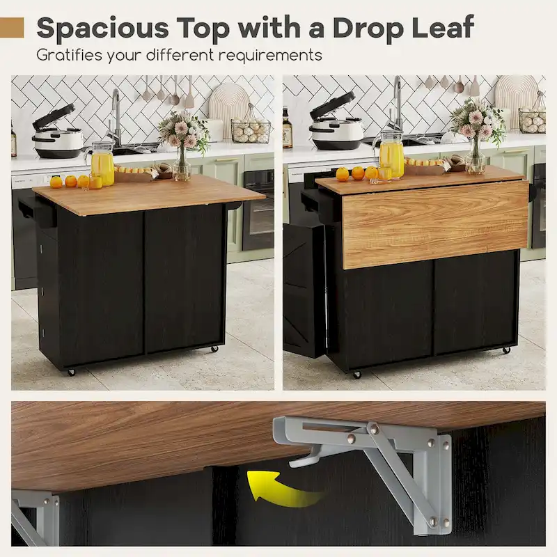 Costway Rolling Kitchen Island Kitchen Island Cart with Drop Leaf - See Details