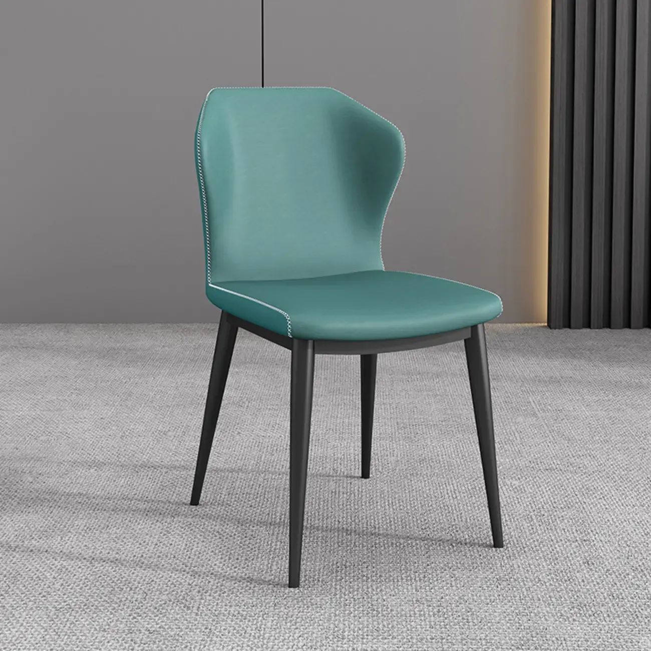 Modern Faux Leather Dining Chair with Wing Back Steel Legs