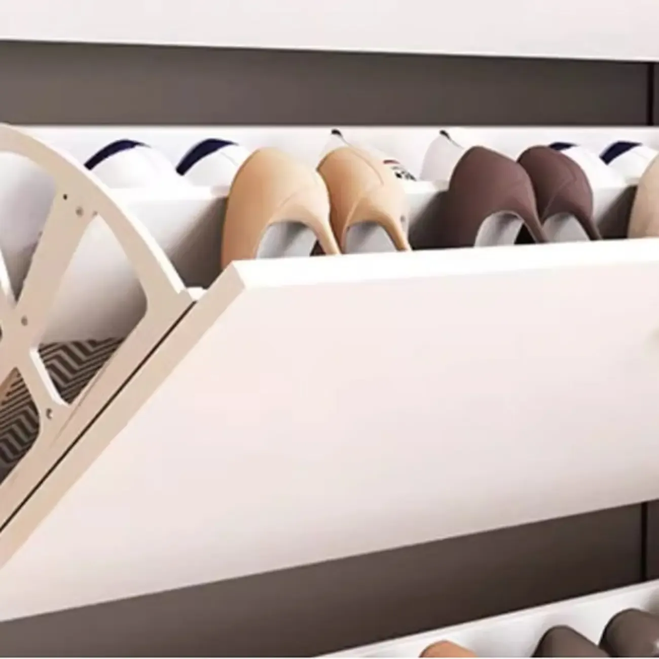 Entryway Modern Wood Shoe Cabinet with Flip-Out Drawer