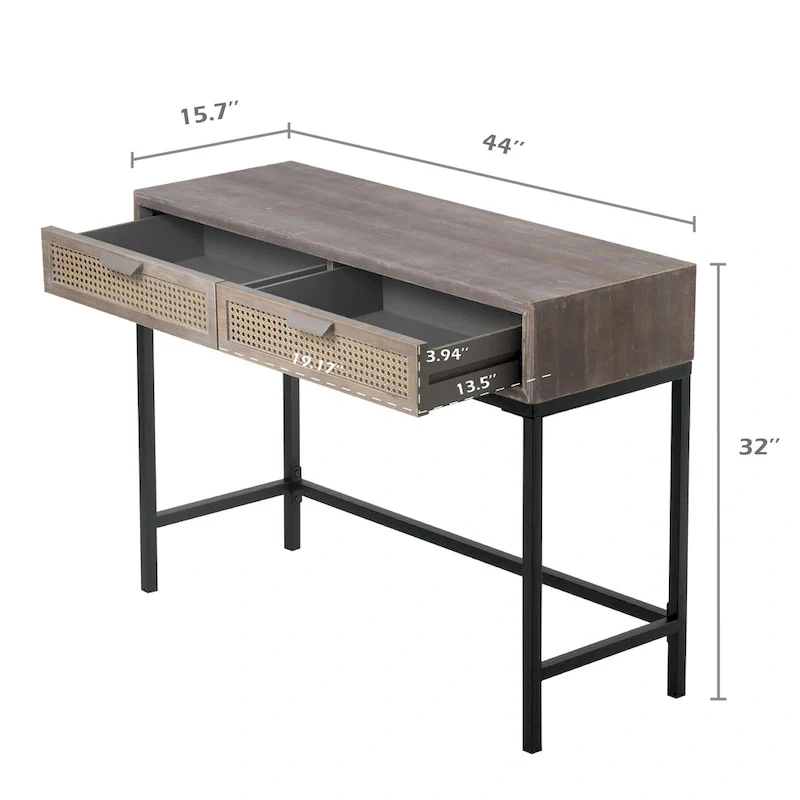 COZAYH 44 Woven Front Modern Farmhouse Console Table Sofa