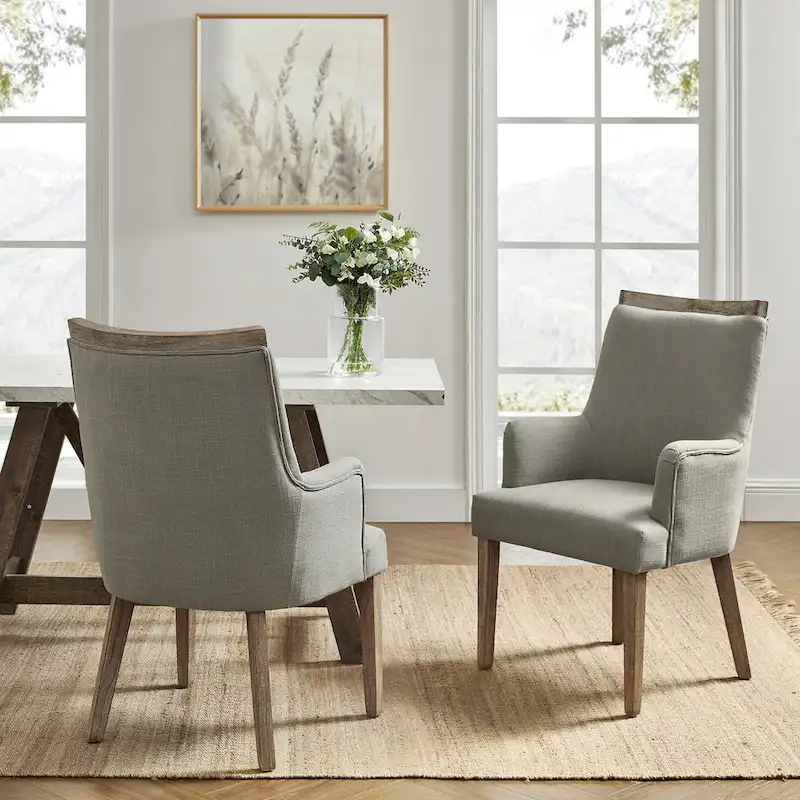 Farmhouse Upholstered Solid Wood Dining Chair Set of 2